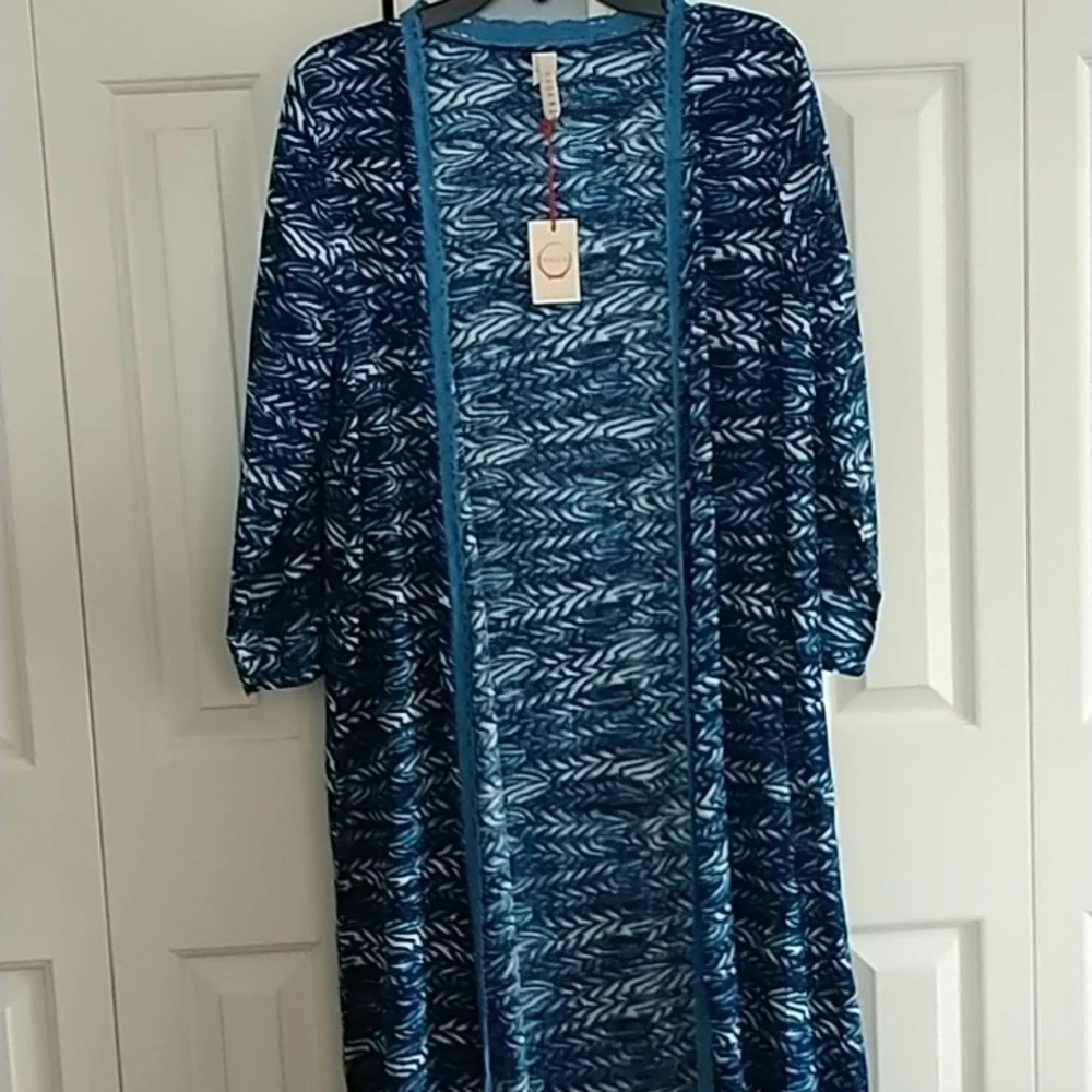 RAGA Blue Duster Kimono Beach Coverup XS